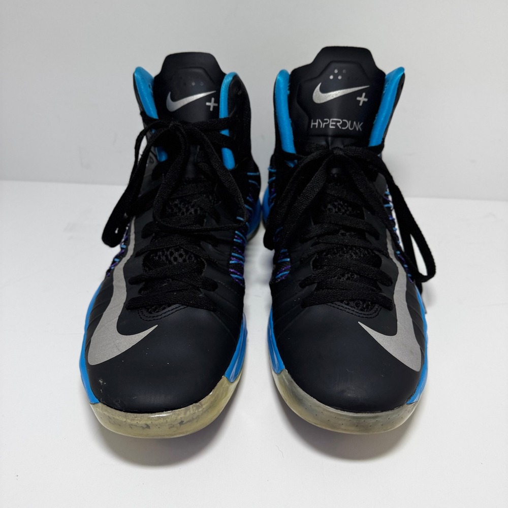 Nike Hyperdunk 2012 Lunarlon Men 9 Black Blue Purple Basketball Shoes 524948-001